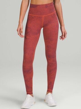Lululemon Wunder Train HR Tight 28" Crackle Glaze Vintage Orange Larkspur - 0